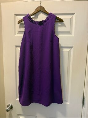 Lilly Pulitzer Purple Sleeveless Ruffle Collar Shift Dress EUC